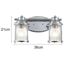 LED Wandleuchte in Chrom für Badezimmer & Wohnraum, 2-flammig Breite 36cm