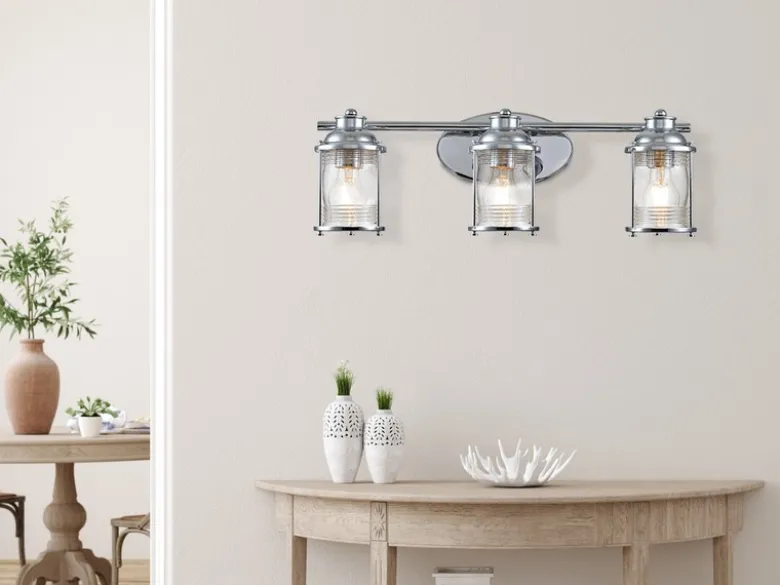 LED Wandleuchte in Chrom für Badezimmer & Wohnraum, Breite 61cm