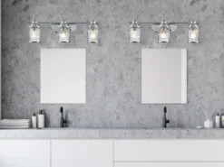 LED Wandleuchte in Chrom für Badezimmer & Wohnraum, Breite 61cm