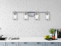 LED Wandleuchte in Chrom für Badezimmer & Wohnraum, Breite 86cm