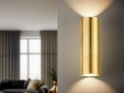 LED Wandleuchte in Gold foliert, Up & Down Strahler, Höhe 16,5cm