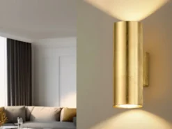 LED Wandleuchte in Gold foliert, Up & Down Strahler, Höhe 16,5cm