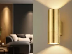 LED Wandleuchte in Gold foliert, Up & Down Strahler, Höhe 16,5cm