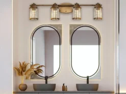 LED Wandleuchte in Messing für Badezimmer & Wohnraum, Breite 86cm