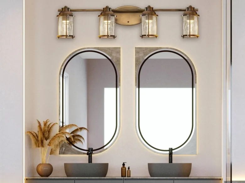 LED Wandleuchte in Messing für Badezimmer & Wohnraum, Breite 86cm