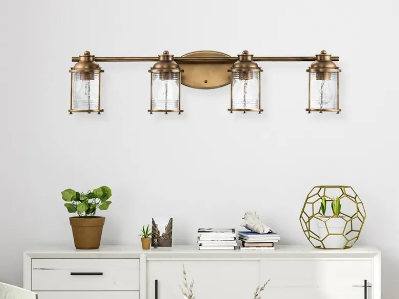 LED Wandleuchte in Messing für Badezimmer & Wohnraum, Breite 86cm