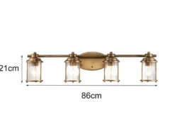 LED Wandleuchte in Messing für Badezimmer & Wohnraum, Breite 86cm