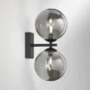 LED Wandleuchte in Schwarz mit Glaskugeln Rauchglas, Höhe 34cm