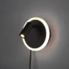LED Wandleuchte JORDAN Schwarz mit Leselampe & Stecker, Ø 15cm