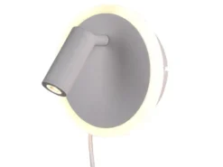 LED Wandleuchte JORDAN Weiß mit Leselampe & Stecker, Ø 15cm
