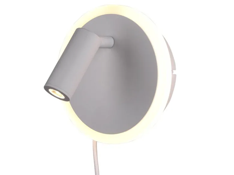 LED Wandleuchte JORDAN Weiß mit Leselampe & Stecker, Ø 15cm