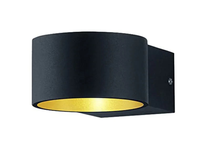 LED Wandleuchte LACAPO Schwarz Gold mit Up and Down Licht, Ø 10,5cm