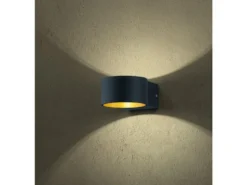 LED Wandleuchte LACAPO Schwarz Gold mit Up and Down Licht, Ø 10,5cm