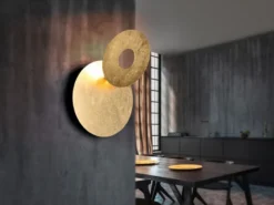 LED Wandleuchte LEANO mit indirekter Beleuchtung Gold, Ø 18cm
