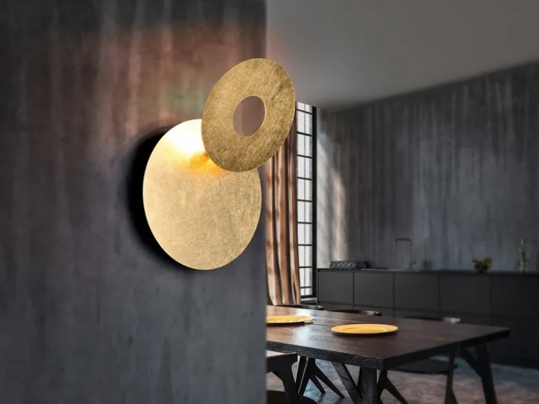 LED Wandleuchte LEANO mit indirekter Beleuchtung Gold, Ø 18cm