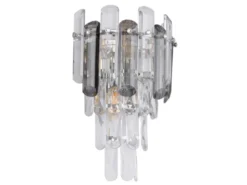 LED Wandleuchte mit Acryl Kristallen und Rauchglas Stäben, Höhe 34cm