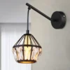 LED Wandleuchte mit Glaskristallen Metall Schwarz Gold, Höhe 25cm
