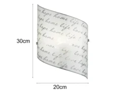 LED Wandleuchte mit Glasschirm satiniert & Schrift Dekor, Höhe 30cm