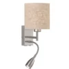 LED Wandleuchte mit Leselampe & Stoffschirm Beige, Höhe 24cm