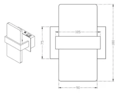 LED Wandleuchte mit Schalter, 2er SET Alu gebürstet mit Acrylglasblende, H: 18cm