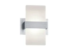 LED Wandleuchte mit Schalter, 2er SET Alu gebürstet mit Acrylglasblende, H: 18cm