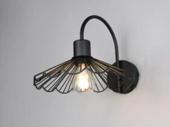 LED Wandleuchte mit Schalter & Metall Gitterschirm, Höhe 21,5cm