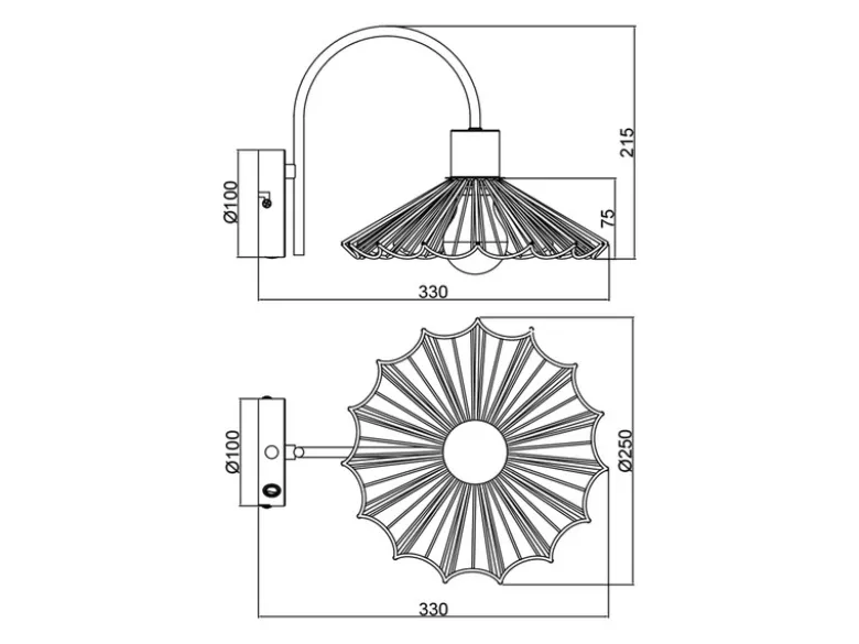 LED Wandleuchte mit Schalter & Metall Gitterschirm, Höhe 21,5cm