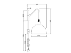 LED Wandleuchte mit Schalter und Stecker, Metall Schwarz Gold Höhe 30cm