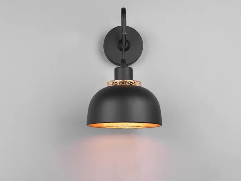 LED Wandleuchte mit Schalter und Stecker, Metall Schwarz Gold Höhe 30cm