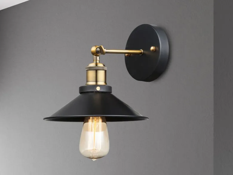 LED Wandleuchte mit schwenkbarem Metallschirm Schwarz, Höhe 20cm