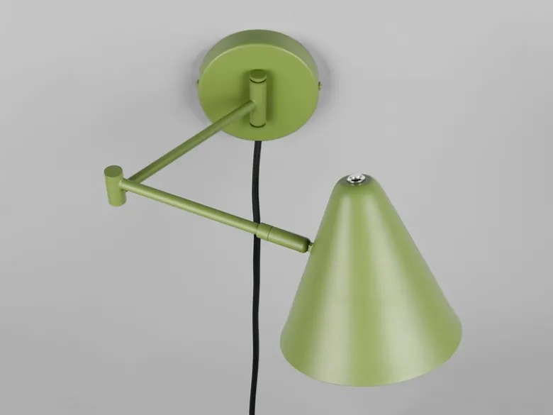 LED Wandleuchte mit Stecker, Schalter und Schwenkarm, Grün, Höhe 16cm