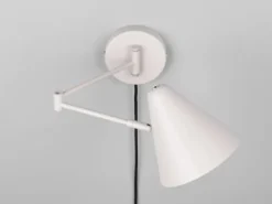 LED Wandleuchte mit Stecker, Schalter und Schwenkarm, Hellgrau, Höhe 16cm
