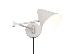 LED Wandleuchte mit Stecker, Schalter und Schwenkarm, Hellgrau, Höhe 16cm