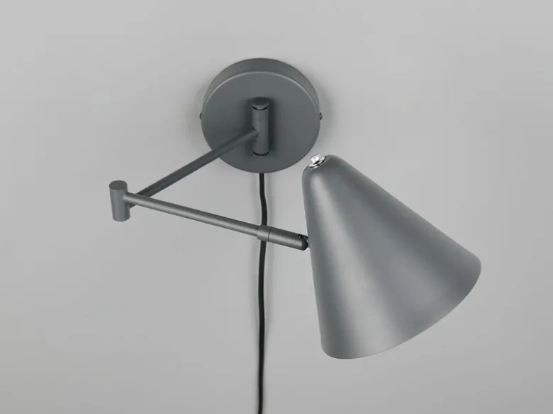 LED Wandleuchte mit Stecker, Schalter und Schwenkarm, Anthrazit, Höhe 16cm