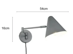 LED Wandleuchte mit Stecker, Schalter und Schwenkarm, Anthrazit, Höhe 16cm