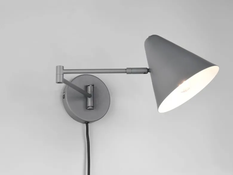 LED Wandleuchte mit Stecker, Schalter und Schwenkarm, Anthrazit, Höhe 16cm