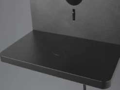 LED Wandleuchte mit Stecker, Schalter & Ladefunktion Schwarz, Höhe 31cm