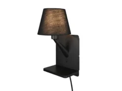 LED Wandleuchte mit Stecker, Schalter & Ladefunktion Schwarz, Höhe 31cm