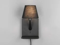 LED Wandleuchte mit Stecker, Schalter & Ladefunktion Schwarz, Höhe 31cm