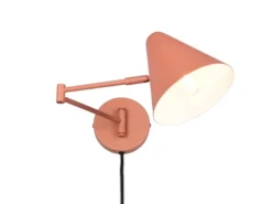 LED Wandleuchte mit Stecker, Schalter und Schwenkarm, Apricot, Höhe 16cm