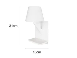 LED Wandleuchte mit Stecker, Schalter & Ladefunktion Weiß, Höhe 31cm