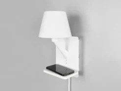 LED Wandleuchte mit Stecker, Schalter & Ladefunktion Weiß, Höhe 31cm