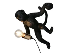 LED Wandleuchte mit Stecker und Schalter Affenlampe Schwarz, Höhe 36,5cm