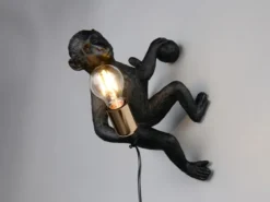 LED Wandleuchte mit Stecker und Schalter Affenlampe Schwarz, Höhe 36,5cm
