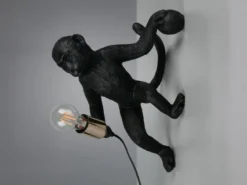 LED Wandleuchte mit Stecker und Schalter Affenlampe Schwarz, Höhe 36,5cm