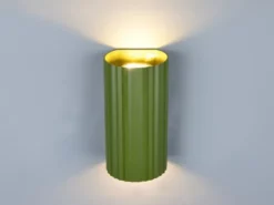 LED Wandleuchte mit Up and Down Lichteffekt, Metall Grün, Höhe 18cm