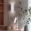LED Wandleuchte mit Up and Down Lichteffekt, Metall Weiß, Höhe 18cm