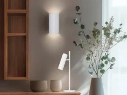 LED Wandleuchte mit Up and Down Lichteffekt, Metall Weiß, Höhe 18cm
