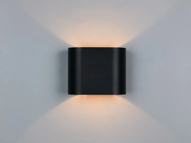 LED Wandleuchte mit Up & Down Lichteffekt, Schwarz Gold, Breite 15cm