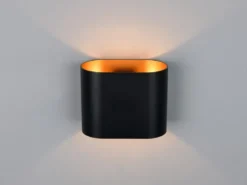 LED Wandleuchte mit Up & Down Lichteffekt, Schwarz Gold, Breite 15cm